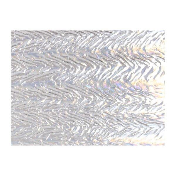 Bullseye Glass Clear Transparent, Herringbone Ripple, Iridescent, 3mm COE90