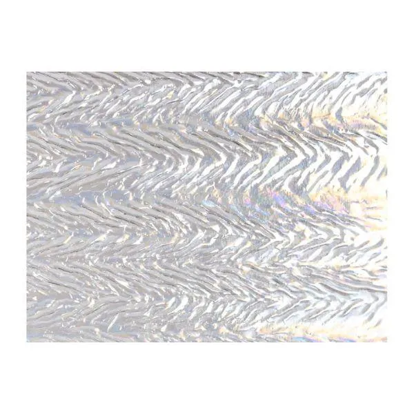 Bullseye Glass Clear Transparent, Herringbone Ripple, Iridescent, 3mm COE90