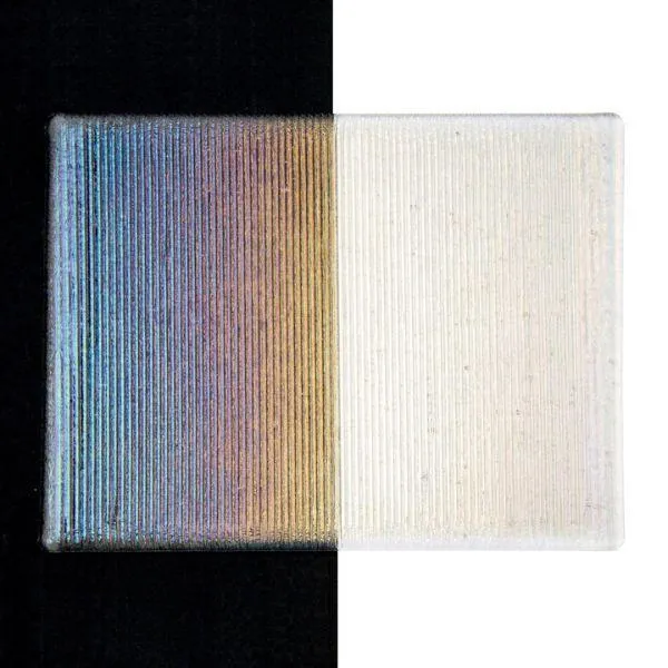 Bullseye Glass Clear Transparent, Reed Texture, Rainbow Iridescent 2mm COE90