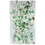 Bullseye Glass Clear With Green Fractures and Line Cast Green Streamers, Single-rolled, 3mm COE90