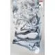 Bullseye Glass Clear with White and Black Graffiti, Double-rolled, 3mm COE90