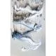 Bullseye Glass Clear with White and Black Graffiti, Double-rolled, 3mm COE90