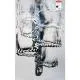 Bullseye Glass Clear with White and Black Graffiti, Double-rolled, 3mm COE90