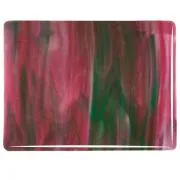 Bullseye Glass Cranberry Pink, Emerald Green, White Streaky, Double-rolled, 3mm COE90