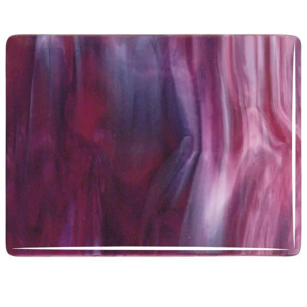 Bullseye Glass Cranberry Pink, Gold Purple, White Streaky, Double-rolled, 3mm COE90