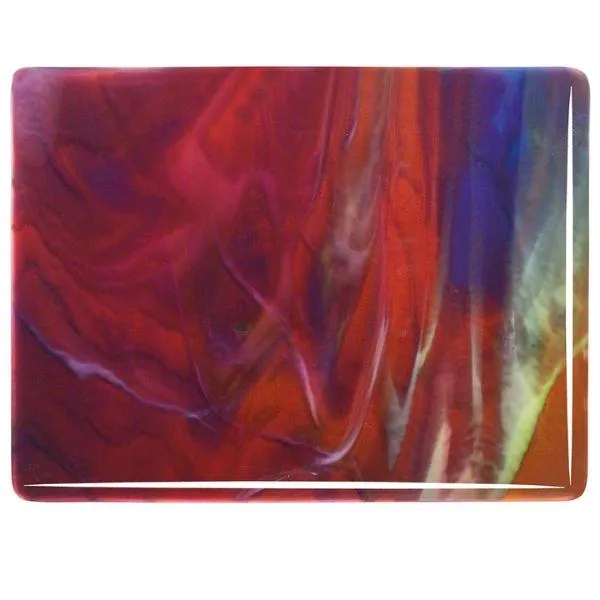 Bullseye Glass Cranberry Pink, Royal Blue, Spring Green, White Streaky, Double-rolled, 3mm COE90
