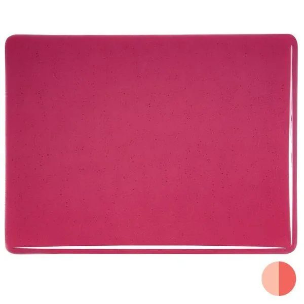Bullseye Glass Cranberry Pink Transparent, Double-rolled, 3mm COE90