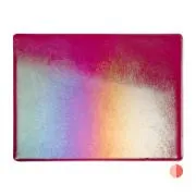 Bullseye Glass Cranberry Pink Transparent, Rainbow Iridescent, Thin-rolled, 2mm COE90