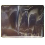 Bullseye Glass Dark Brown Transparent with White Opalescent, Double-rolled 3mm COE90