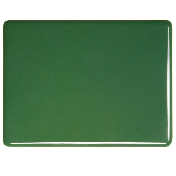 Bullseye Glass Dark Forest Green Opalescent, Double-rolled, 3mm COE90