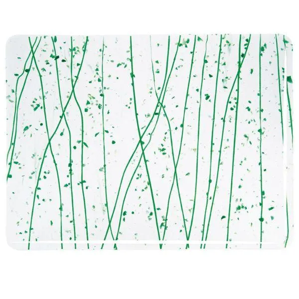Bullseye Glass Dark Green, Jade Green Frit, Dark Green Streamers on Clear COE90