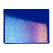 Bullseye Glass Deep Royal Blue Transparent, Rainbow Iridescent, Double-rolled, 3mm COE90