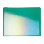 Bullseye Glass Emerald Green Transparent, Rainbow Iridescent, Double-rolled, 3mm COE90