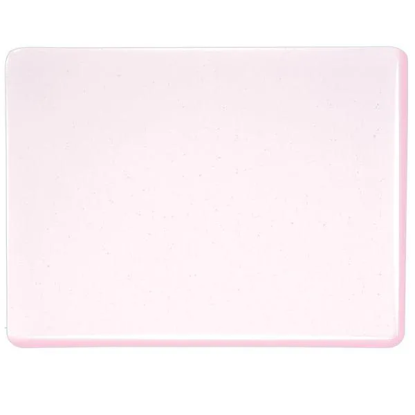 Bullseye Glass Erbium Pink Transparent Tint, Double-rolled, 3mm COE90