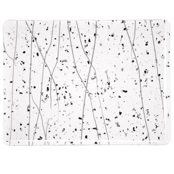 Bullseye Glass Gray and Black Frit with White Streamers on Clear COE90