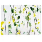 Bullseye Glass Green & Yellow Fractures with Black Streamers on Clear COE90