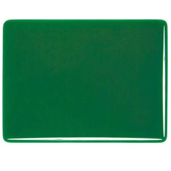 Bullseye Glass Kelly Green Transparent, Double-rolled, 3mm COE90