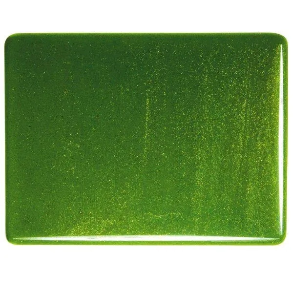 Bullseye Glass Light Aventurine Green Transparent, Thin-rolled, 2mm COE90