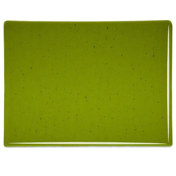 Bullseye Glass Lily Pad Green Transparent, Double-rolled, 3mm COE90