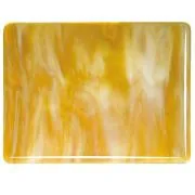 Bullseye Glass Medium Amber, White Streaky, Double-rolled, 3mm COE90