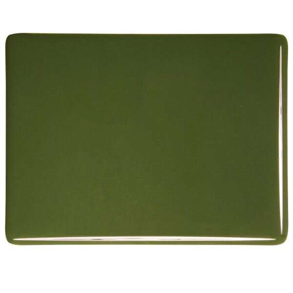 Bullseye Glass Moss Green Opalescent, Thin-rolled, 2mm COE90