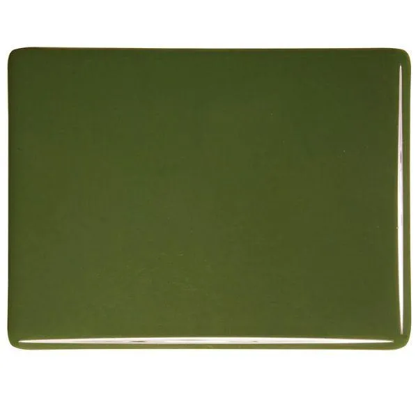 Bullseye Glass Moss Green Opalescent, Thin-rolled, 2mm COE90