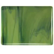 Bullseye Glass Olive Green Opal, Forest Green Streaky, Double-rolled, 3mm COE90