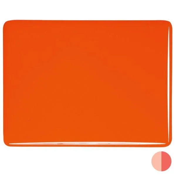 Bullseye Glass Orange Opalescent, Double-rolled, 3mm COE90