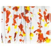 Bullseye Glass Orange, Yellow and Red Fracture Streamers on Lacy White COE90