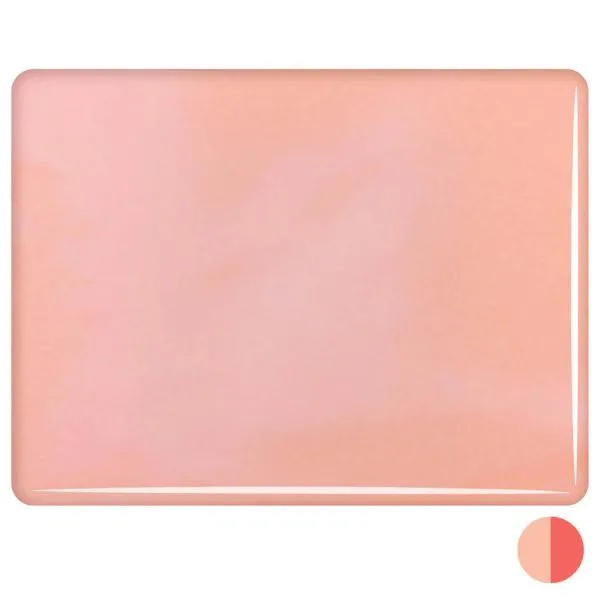 Bullseye Glass Peach Blush Opalescent, Double-rolled, 3mm COE90
