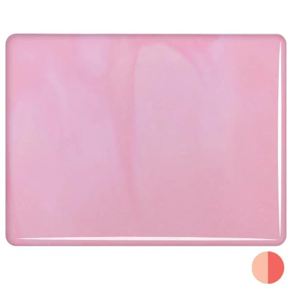 Bullseye Glass Pink Blush Opalescent, Double-rolled, 3mm COE90