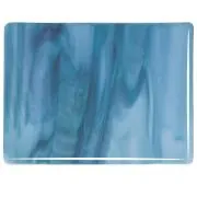 Bullseye Glass Powder Blue Opal, Marine Blue Trans Double-rolled, 3mm COE90