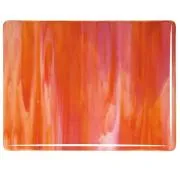 Bullseye Glass Red Opal, White Opal Streaky, Double-rolled, 3mm COE90