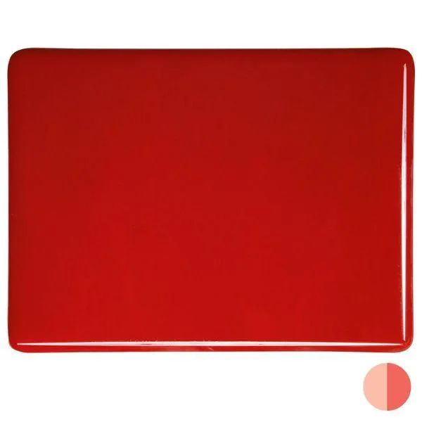 Bullseye Glass Red Opalescent, Double-rolled, 3mm COE90
