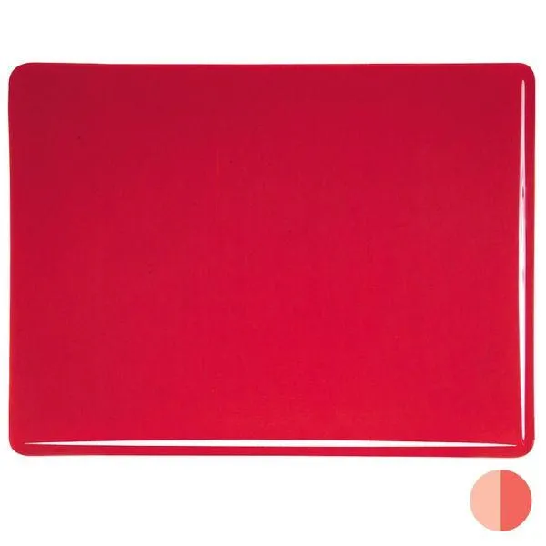 Bullseye Glass Red Transparent, Thin-rolled, 2mm COE90