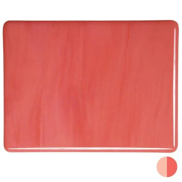 Bullseye Glass Salmon Pink Opalescent, Thin-rolled, 2mm COE90