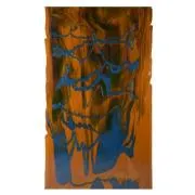 Bullseye Glass Special Production Burnt Orange Opalescent with Steel Blue Opalescent Drizzle, Double-rolled, 3mm COE90