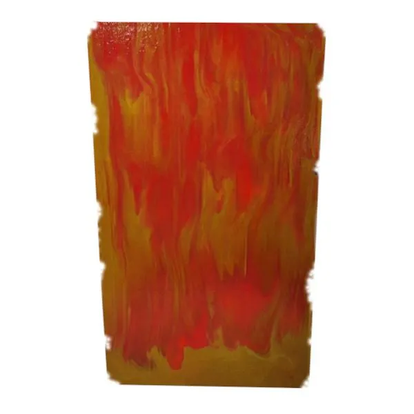 Bullseye Glass Special Production Golden Green with Pimento Red Double-rolled, Streaky, 3mm COE90