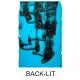 Bullseye Glass Special Production Light Cyan with White and Black Graffiti, Double-rolled, 3mm COE90