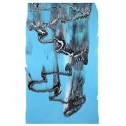 Bullseye Glass Special Production Light Cyan with White and Black Graffiti, Double-rolled, 3mm COE90