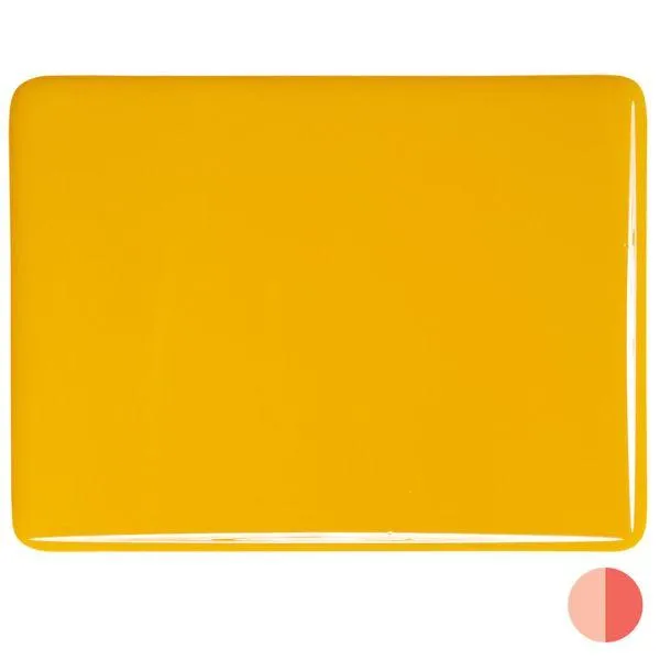 Bullseye Glass Sunflower Yellow Opalescent, Double-rolled, 3mm COE90