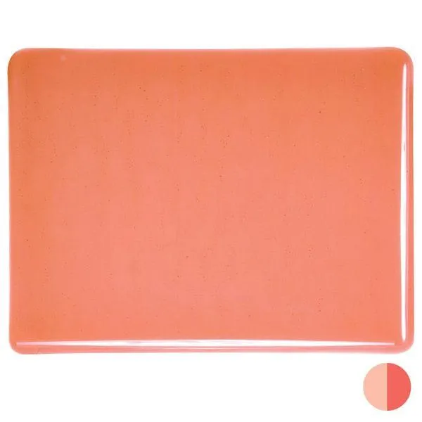 Bullseye Glass Sunset Coral Transparent, Thin-rolled, 2mm COE90