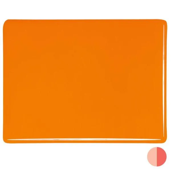 Bullseye Glass Tangerine Orange Opalescent, Thin-rolled, 2mm COE90