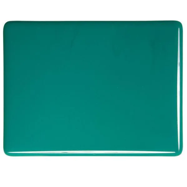 Bullseye Glass Teal Green Opalescent, Double-rolled, 3mm COE90