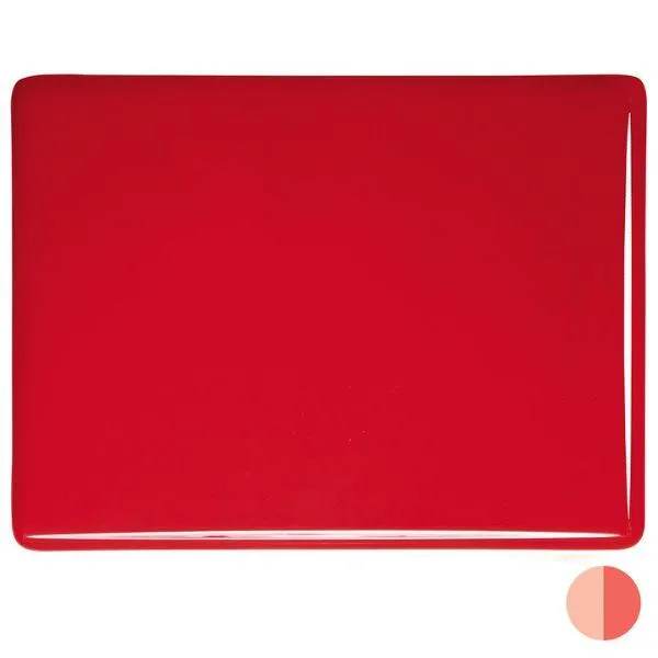 Bullseye Glass Tomato Red Opalescent, Thin-rolled, 2mm COE90