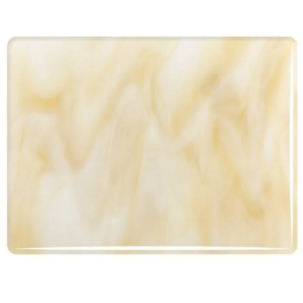 Bullseye Glass Warm White, Light Amber Streaky, Double-rolled, 3mm COE90