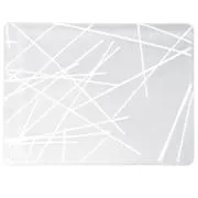 Bullseye Glass White Chopstix Collage on Clear Base, Double-rolled, 3mm COE90