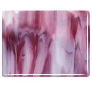 Bullseye Glass White Opal, Cranberry Pink Streaky, Double-rolled, 3mm COE90
