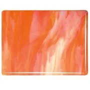 Bullseye Glass White, Orange Opal Streaky, Double-rolled, 3mm COE90