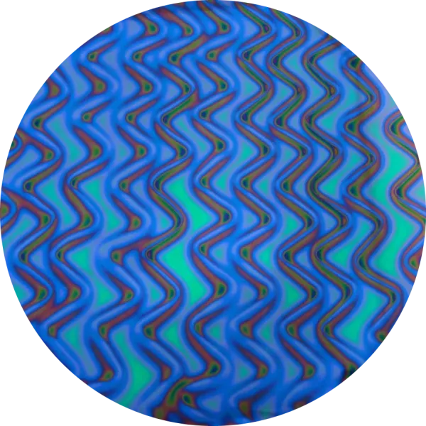 CBS Dichroic Coating Aqua Twizzle Pattern on Thin Black  Glass COE96